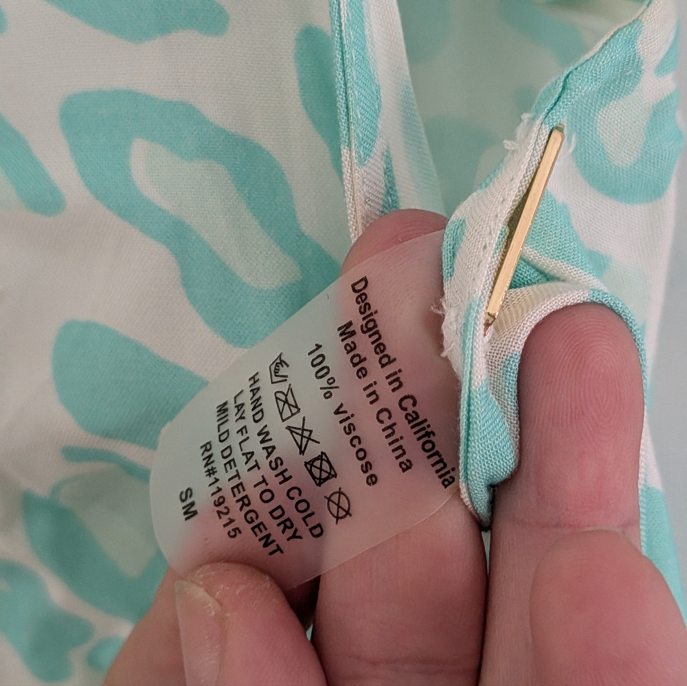 Beach Bunny Lily Dress Aqua Leopard Maxi Small Viscose Resort Slit Beach Vacatio - Picture 4 of 6